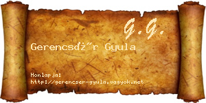 Gerencsér Gyula névjegykártya